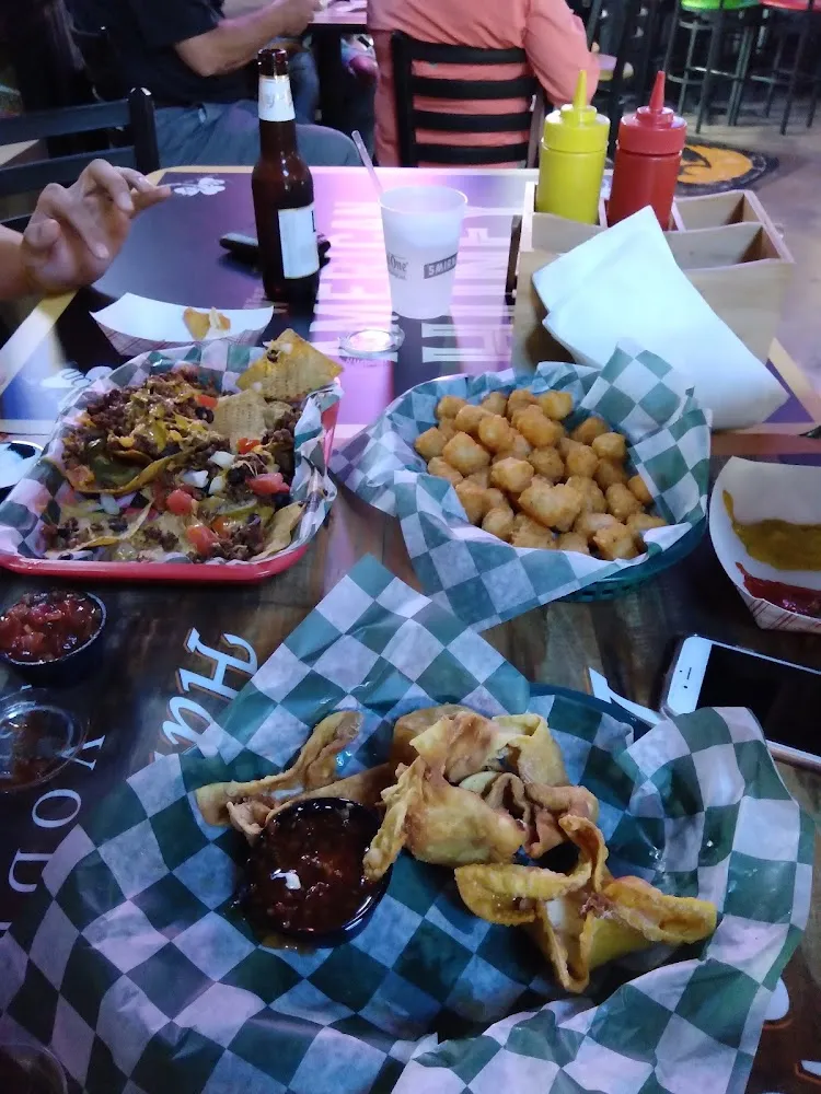 Tater Tots Nachos and Crab Rangoon